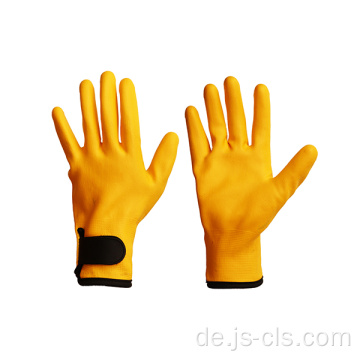 Gelbe Nitril-Serie gelbe Nylon-Schaum-Nitril-Klettverschlusshandschuhe